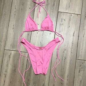 Monica Hansen Pink Miami Vice High Cut 90’s Vibe Double String Bikini S Italy